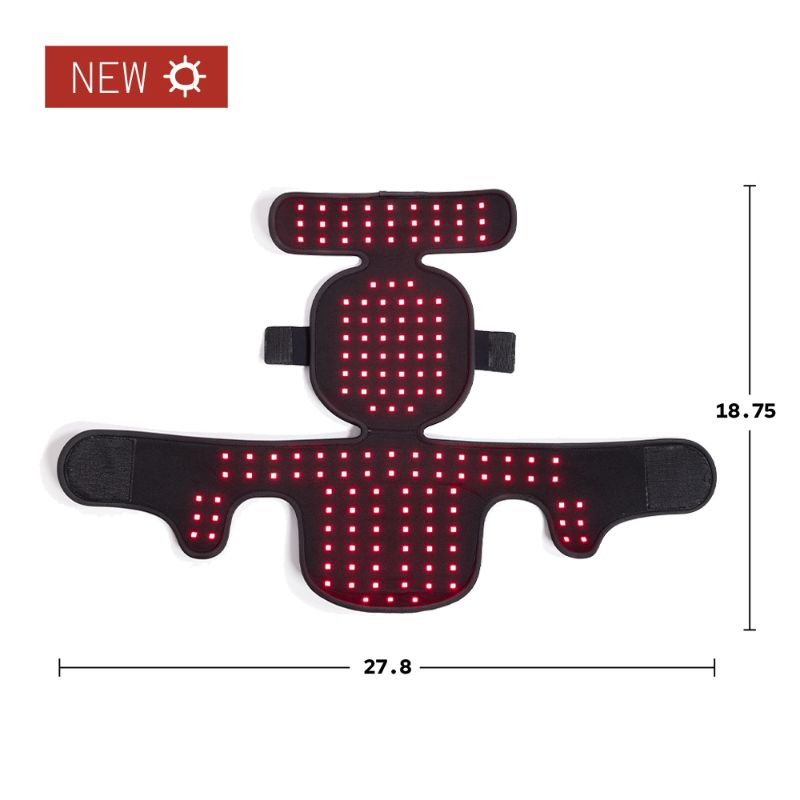 Fringe Red Light Therapy Head Wrap with dimensions.