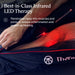 Compression Boots with Infrared LED therapy being used on a person's leg with text highlighting its benefits.