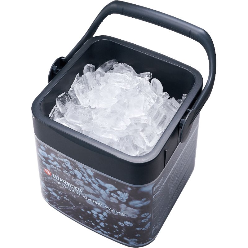Breg Polar Care Wave ice bucket filled with ice cubes.