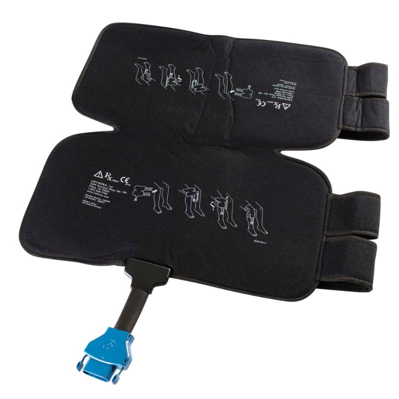 Black Breg Cold Compression Pads with blue plug.