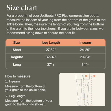 JetBoots Pro Plus Compression boots size chart
